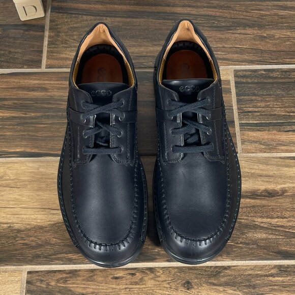 Ecco Fusion Mens Size 13 Shoes Black Leather Moc Toe Classic Derby main image 6